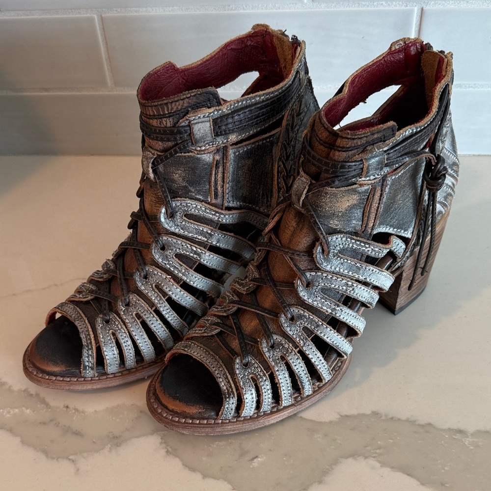 Freebird by Steven Metallic Silver and Brown Ankle Booties